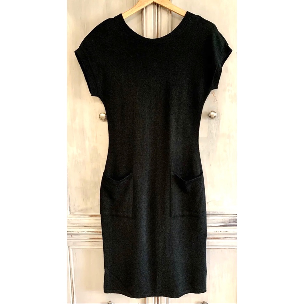 Liz Claiborne Vintage Black Knit Dress Petite Sz S/M*